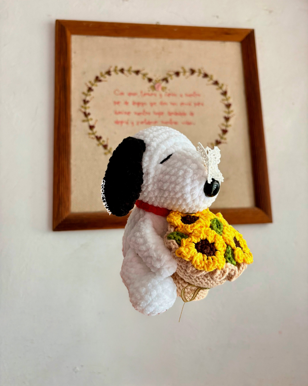 Snoopy con ramo de girasoles 15Cm